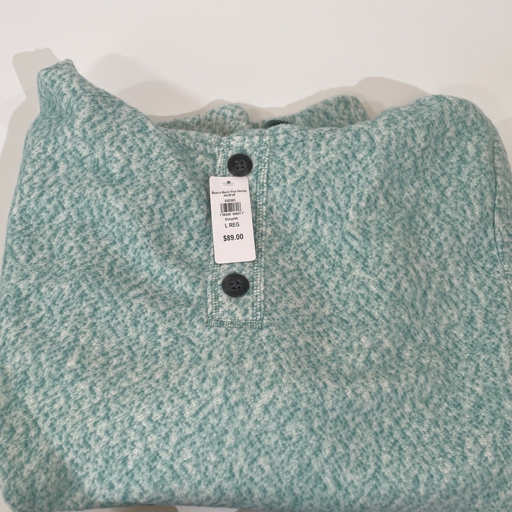 NWT L.L. Bean Fleece Henley Hoodie Size Large Super Soft And Cozy - Picture 9 of 9